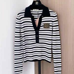 Miu Miu Black and White Striped Women's Top